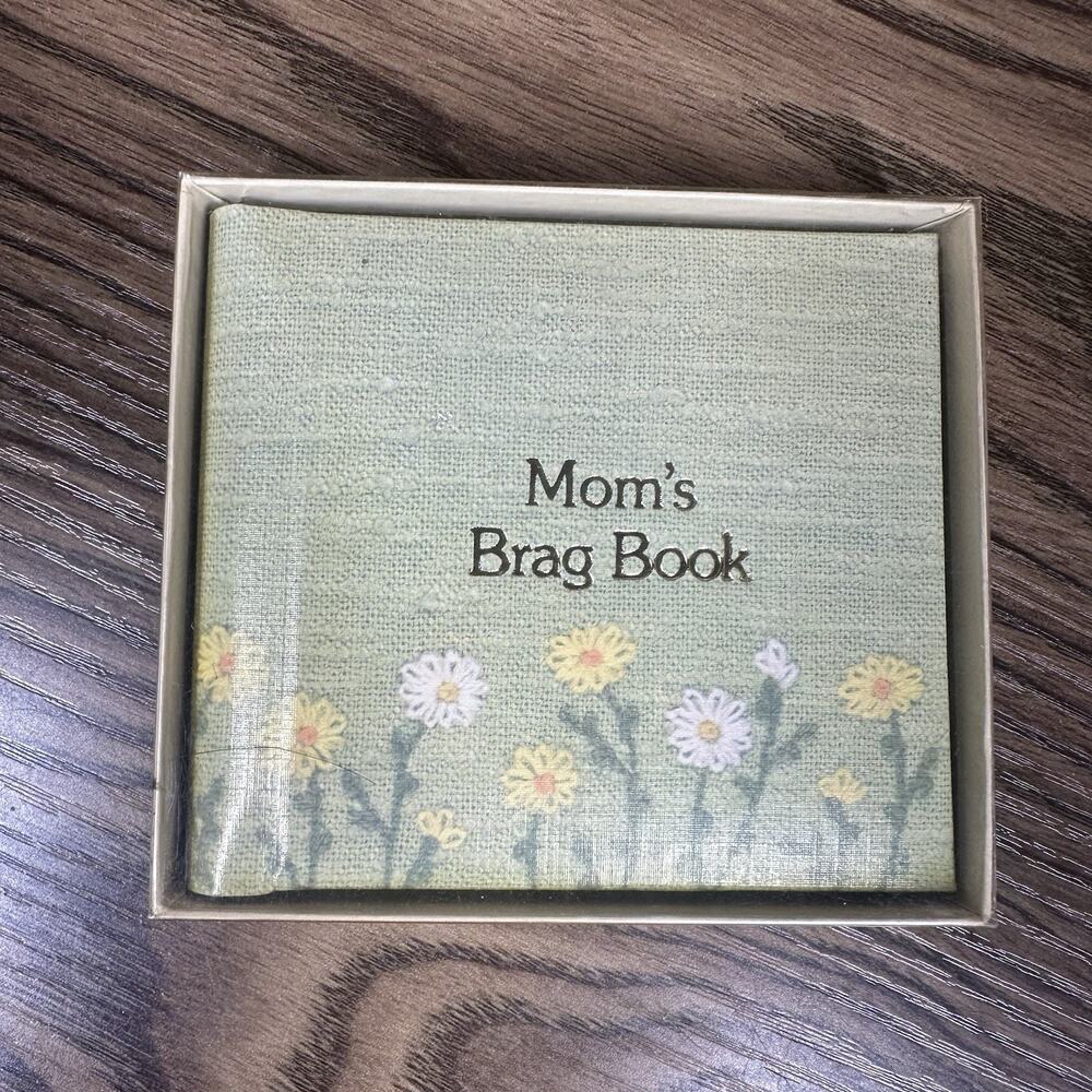 Vtg Small CR Gibson Mom's Brag Book 10 Page Photo Album Baby Kids Green Flowers